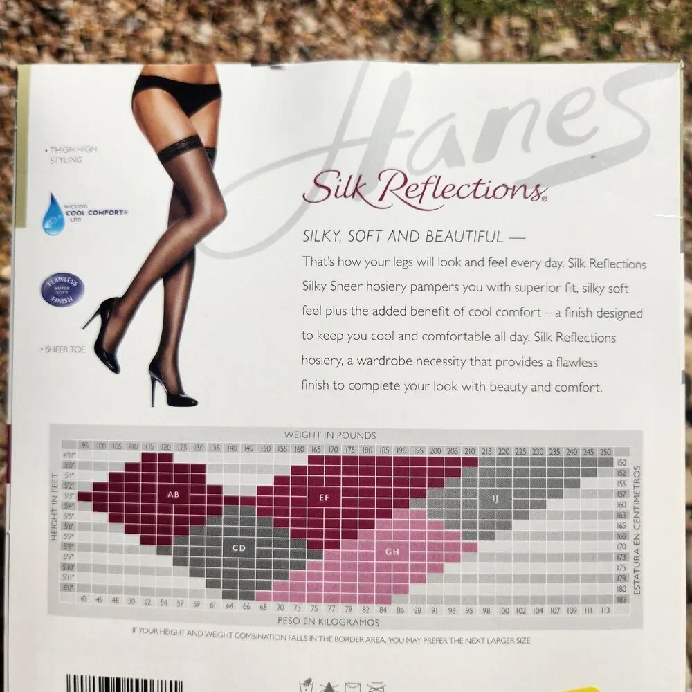 Hanes Women's Silk Reflections Thigh-High Stockings Size C D Barely There Q00720